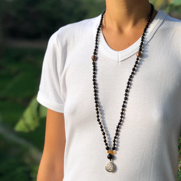 black coral mala beads necklace